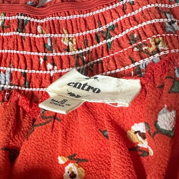 Entro Red Floral Smocked Dress - Picture 2 of 3